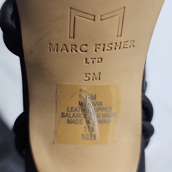 š„MARC FISHERš„PADDED CALINDA BLACK ANKLE STRAP HEELED SANDALS WOMENS 5 NWOB - Picture 7 of 16